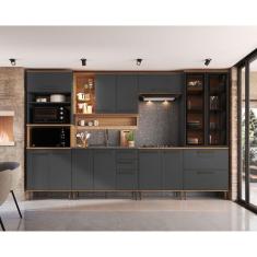 Cozinha Modulada Isabelle 6 Peças com Torre Quente Para 2 fornos Freijó/Grafite