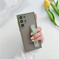 Suporte de alça de pulso Capa de telefone translúcida para Samsung S24 S23 Ultra S22 S20 S21 Plus FE Note 20 A72 A52 A33 A13 A32 A21S Capa, Verde Exército, Para A71 4G