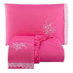 Jogo Lencol Flor Da Mata Cama Casal Padrao 03 Pecas - Chrisney Bordado