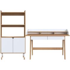 Escrivaninha 2 Gavetas E Armario 27999x27996 Hanover Branco Artesano Hanover Branco