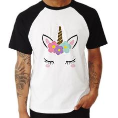 Camiseta Raglan Unicórnio Cílios - Foca na Moda, Branco, Preto, GG