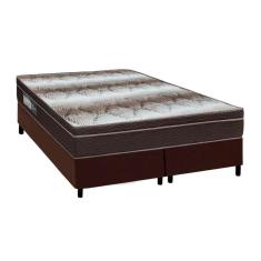 Cama Box Queen: Colchão Ortopédico Ortobom Light + Base Crc Courano Brown(158X198)