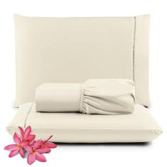 Jogo De Lençol Primor King 3 Peças Percal 400 Fios Ponto Palito - Palha