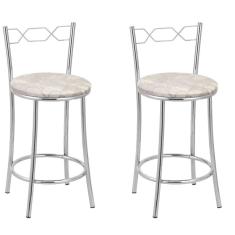 Kit 2 Banquetas Cromadas Bc51-c E503 Cromado-bege