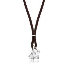 Colar Trator Infantil Prateado No Paracord Marrom