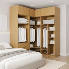 Guarda Roupas Modulado De Canto 6 Peças 6 Portas Jade Cabecasa Madeiramadeira Avelã