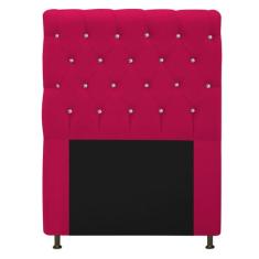 Cabeceira Estofada Cristal 90 cm Solteiro Com Strass Suede Pink - Doce