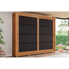 Guarda Roupa Casal 2 Portas de Correr e 4 Gavetas c/ Pés Medelín Nature/Preto - Henn