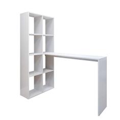 Escrivaninha com Estante Lateral Multimóveis Branco – Mesa de Estudo e Trabalho com 5 Prateleiras, Ideal para Home Office e Organização