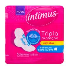 Absorvente Intimus Gel Tripla Proteção Cobertura Extra Suave Com Abas 8 Unidades