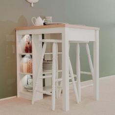 Balcão Ilha de Cozinha 90cm 3 Prateleiras Branco