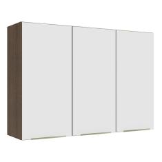 Armário Aéreo 120 cm 3 Portas Rustic/Branco Veludo Lux Madesa