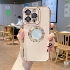 Capa de telefone galvanizada macia de luxo para iPhone 11 12 13 14 15 Pro Max XS X XR 7 8 Plus Mini capa de silicone oca, rosa, para iPhone 11Pro