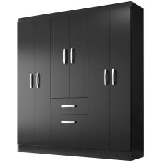 Guarda Roupa New Marbella Casal 7 Portas 1 Gaveta Evidencia Cor Preto