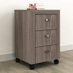 Gaveteiro com Rodízios 3 Gavetas Carvalho Me4108 - Tecno Mobili, Cinza