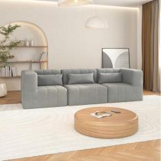 Sofá Modular 02 Cantos e 01 Poltrona Easybox Cabecasa Madeiramadeira Cinza Claro