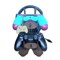 Base 2 Controles Headset Headphone One X + Chaveiro mdf - LUALKI, MARR