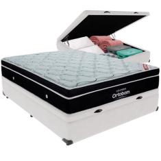 Cama Box Baú Branco e Colchão Elegant Molas Ensacadas Casal Ortobom