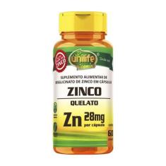Zinco Quelato ZN 60 Cápsulas de 600mg - Unilife, Branco, Unissex, Únic