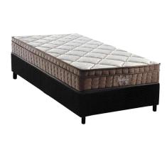 Cama Box Solteiro: Colchão Ortopédico D28 - Ag65 Anjos Star + Base Crc Suede Black (88x188)