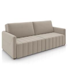 Sofá Cama Casal Retrátil 3 Lugares 220cm Atlas M22 Suede Bege - Mpozenato
