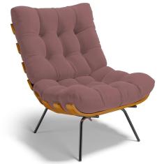 Poltrona Decorativa Costela L02 Suede Rosê - Lyam Decor