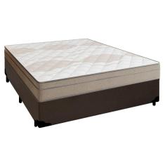 Cama Box Casal Sintético + Colchão De Molas Ensacadas Portobel Ipanema - 138x188x65cm Marrom