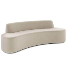 Sofá 3 Lugares Curvo Sala de Estar Living Cancún D02 Veludo Bege 180 cm C-309 - Lyam Decor