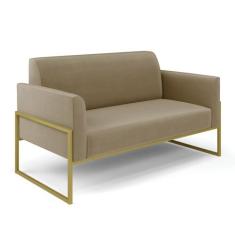 Sofá Namoradeira Base Industrial Alta Dourado Marisa Suede - DRossi, M
