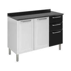 Balcão Cozinha Itatiaia Tarsila 3 Portas 2 Gavetas Branco/Preto IG3G2-