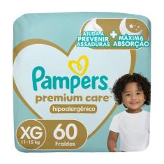 Fralda Pampers Premium Care Tamanho XG Pacote Hiper 60 Unidades Descar