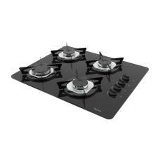 Cooktop Terim à Gás trm 4B Vidro Preto Flange Inox