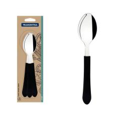 Conjunto De Colheres De Mesa Tramontina Leme Com Lâminas Em Aço Inox E Cabos De Polipropileno Preto 3 Peças