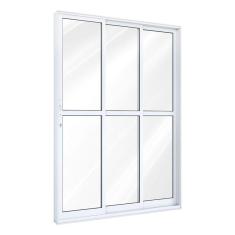 Porta de Alumínio de Correr 215x150cm 2 Folhas 1 Fixas com Vidro Lucasa Ideale Branco