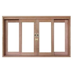 Janela de Correr Madeira Panorâmico 1,20mx1,60m Isabela Revestimentos Cedro Arana