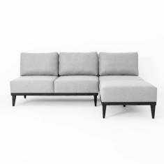 Sofá 2 Lugares e Chaise Base em Madeira Boreal com Mola Ensacada CabeCasa MadeiraMadeira Cinza