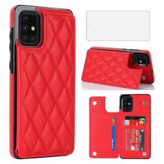 Asuwish Capa de telefone para Samsung Galaxy A71 5G Capa carteira com protetor de tela de vidro temperado e suporte de cartão de crédito RFID de couro com compartimento para suporte, acessórios
