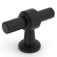 Amerdeco Pacote com 10 puxadores de armário pretos foscos 1,46 polegadas (37 mm) puxadores de armário de orifício único puxadores retangulares de cômoda puxadores de gaveta e puxadores para armários