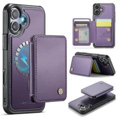 Dteck Capa traseira para iPhone 16 Plus de 6,7 polegadas 2024 com carteira flip magnética removível, recurso de suporte, 4 compartimentos para cartão, bloqueio de RFID, fecho de botões de pressão