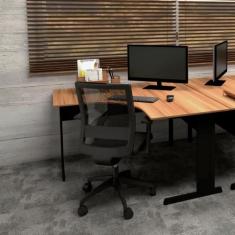 Escrivaninha p/ Escritório em L 135cm x 60cm Pés metal F5 - F5 Office 