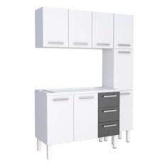 Cozinha Completa de Aço Gabinete Para Pia 140cm com Aéreo e Paneleiro 