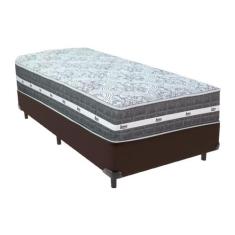 Cama Box Marrom e Colchão Black Graphite Molas Ensacadas Solteiro 88x1