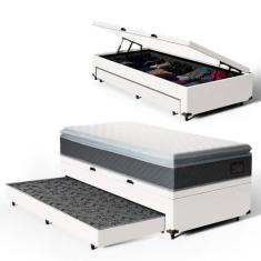 Cama Box Baú com Colchão de Espuma D45 Pillow Top Fort Comfort + Auxil