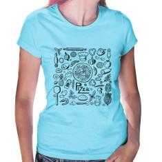 Baby Look Pizza Elementos - Foca na Moda, Azul bebê, GGG