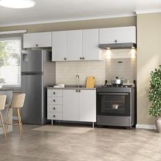 Cozinha Compacta 4 Peças 100% Mdf Bp 1 Balcão 3 Aereos Maranello - RR 