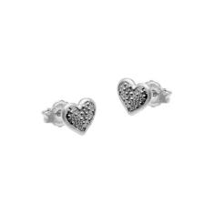 Brinco Prata Envelhecida Coração 7Mm Com Bolinha