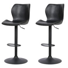 Kit 2 Banquetas Altas Itajaí Rivatti Madeira Revestida Em Poliuretano (Pu) Preto Base Disco Preta