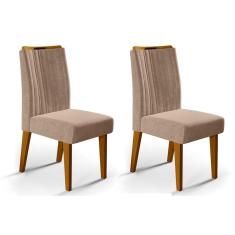 Cadeira Sala De Jantar Isis Kit 2 Un Ipê/veludo Kraft - Dj Móveis