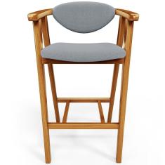 Banqueta Alta Para Cozinha Bancada Bar Sala De Jantar Fixa Cecília L02 Bouclê Cinza