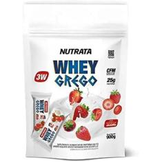 Whey Grego Refil 900g - Nutrata - Morango com Chantilly